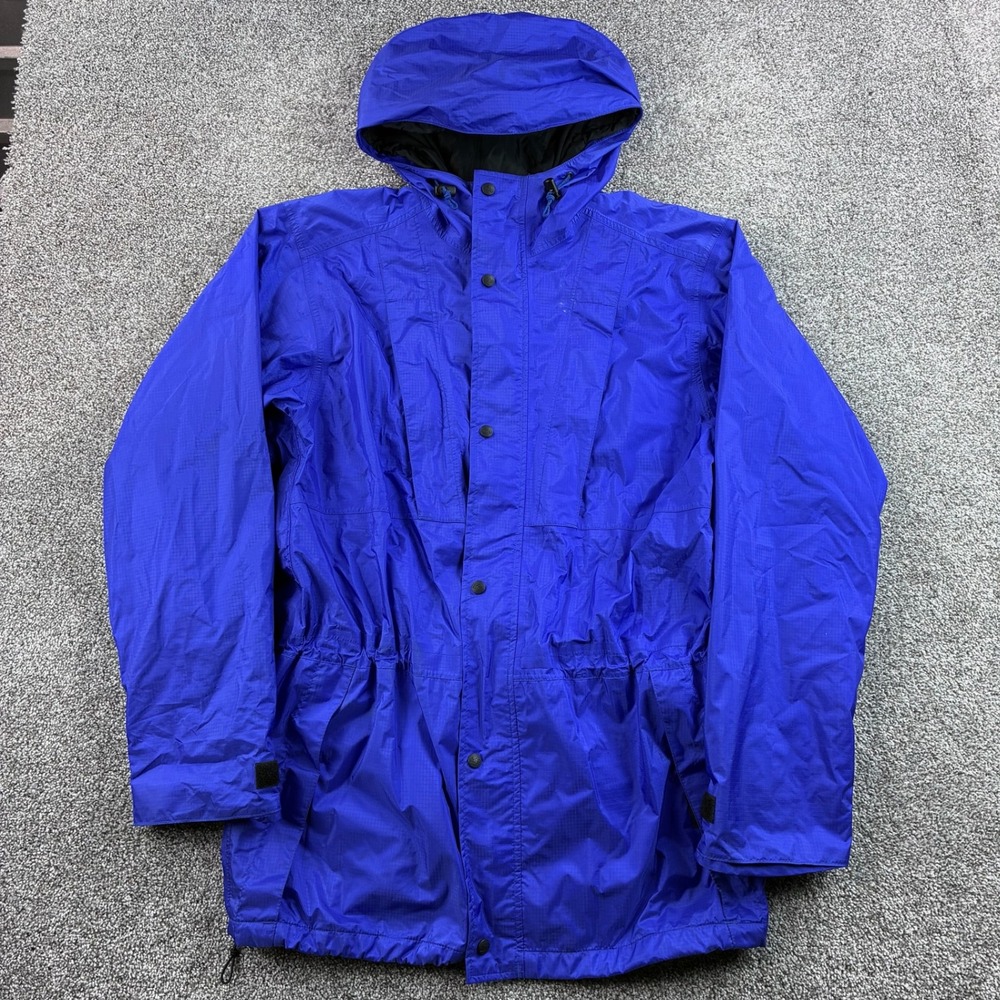 Vintage REI Rain Jacket Parka Mens L Tall Blue‎ Nylon Hooded Ripstop Waterproof